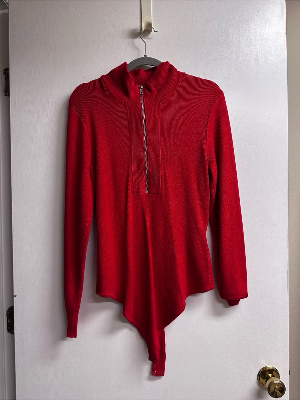 Abercrombie & Fitch Red Ribbed Zip Sweater